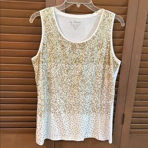 | NWT Chico's Sparkling Gold Sequins and White Tank Top